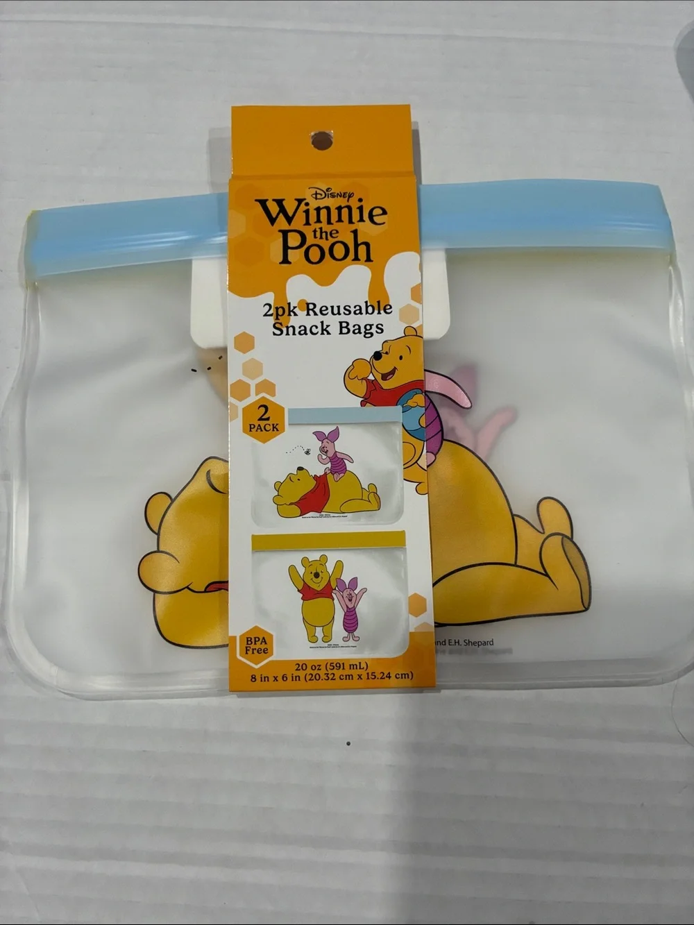 Disney Winnie the Pooh Reusable Snack Bags - Yellow & Light Blue - 2 Pack